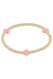 ENewton Signature Cross Gold Pattern 3mm Bead Bracelet Pink BSCGP3PK