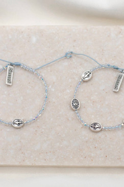 My Saint My Hero Mother + Daughter Blessing Bracelets Silver