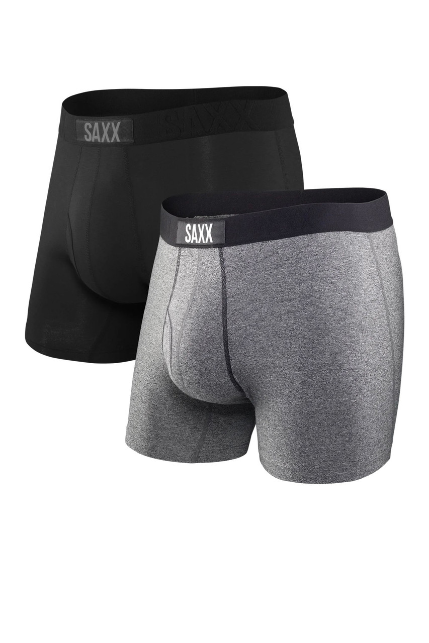 Saxx Ultra 2-Pack Super Soft Boxer Brief / Black/Grey at One Hip Mom ...