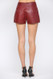Fate Faux Leather Shorts Wine 
