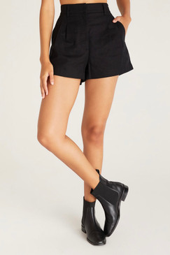Z Supply Lucy Classic Pleated Shorts Black 