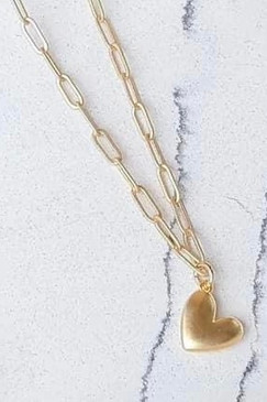 Virtue Puffy Heart on Paperclip Necklace

