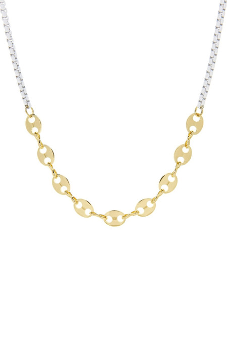 Marlyn Schiff Gold Link and White Enamel Link Necklace