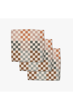 Geometry Dishcloth Set of 3 Autumn Checkers 