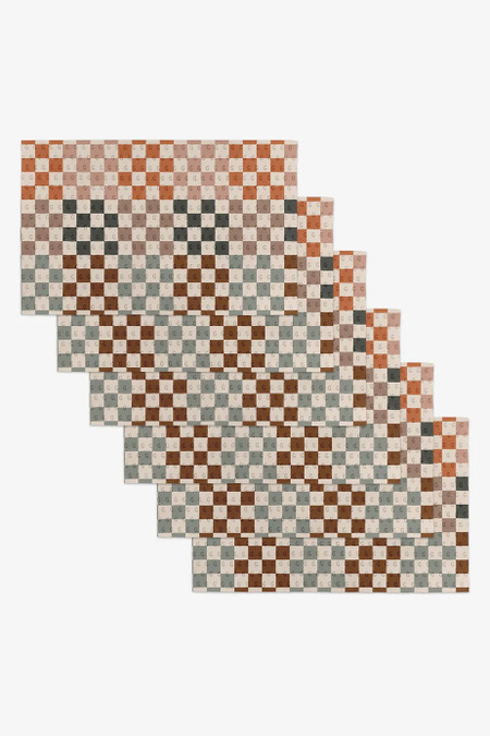 Geometry Not Paper Towel Autumn Checkers Set of 6