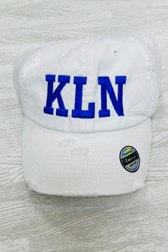 KLN High School Mesh Cap White W/Blue Stitching