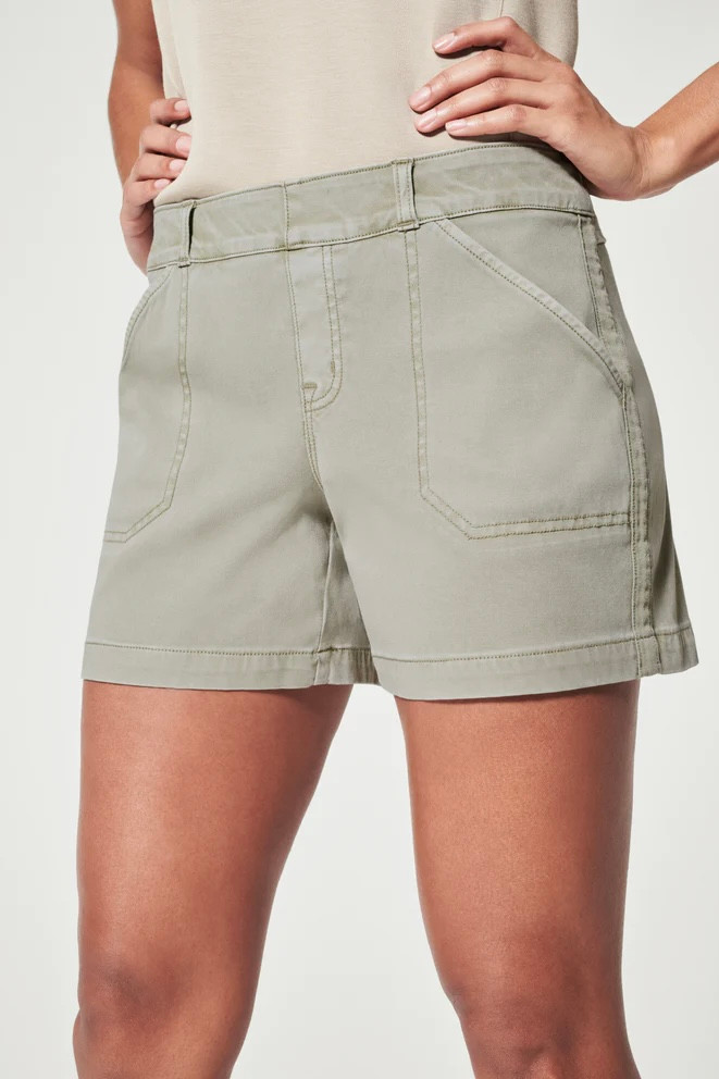 Spanx Stretch Twill Shorts 4 Olive Oil One Hip Mom Boutique Klein TX