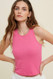 Wishlist Ribbed Cropped Tank Shell Hibiscus 