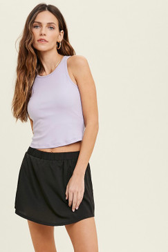 Wishlist Ribbed Cropped Tank Shell Lavender