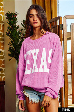 Bucketlist Texas Comfy Graphic Sweatshirt  Pink 