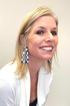Linny Co Kennedy Earrings Blue Checkered