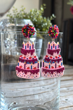 Pom Pom Birthday Cake Earrings 