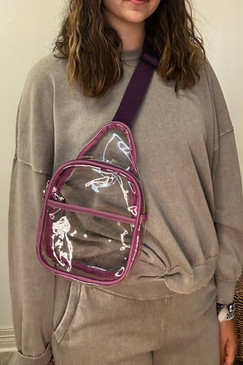 Clear Chest Sling Pack Purple Detailing