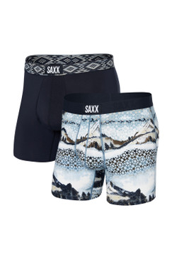 Saxx Ultra 2 Pack Super Soft Boxer Brief / Foggy Mountains/Dark Ink Asher Waistband