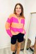 Jennifer Wishlist Multi Striped Henley Sweater Pink Citrus 