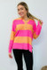 Annie Wishlist Multi Striped Henley Sweater Pink Citrus 