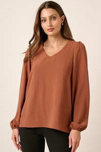 MittoShop AirFlow Pleated Shoulder Blouse Copper 