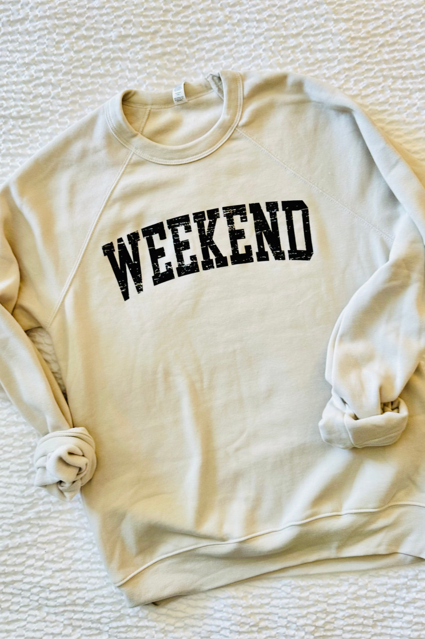 Weekend Sweatshirt Ivory/Charcoal One Hip Mom Klein Texas