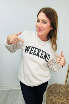 Jennifer Weekend Sweatshirt Ivory/Charcoal 