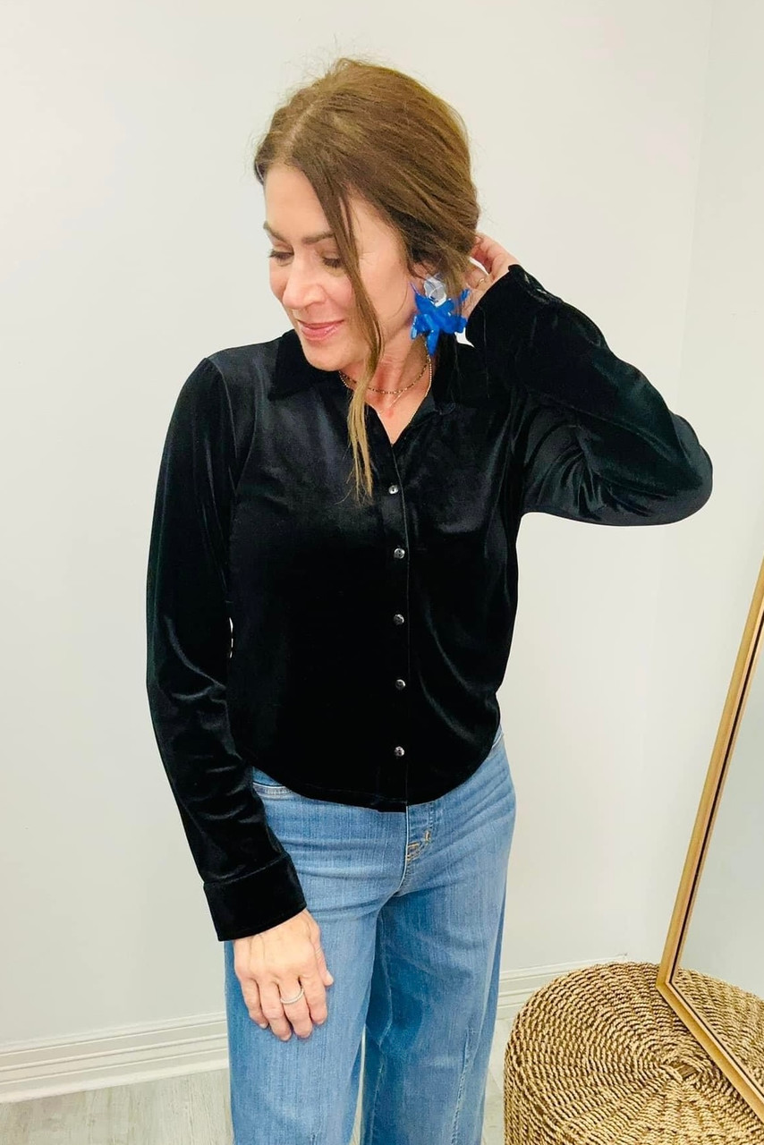 Z Supply Black Presley Velvet Top One Hip Mom Clothing Boutique