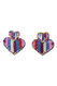 Multi Color Stripe Double Heart Earrings