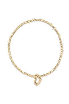 E Newton Classic Gold 2.5mm Bead Bracelet Love Gold Charm BCLG25LOVG