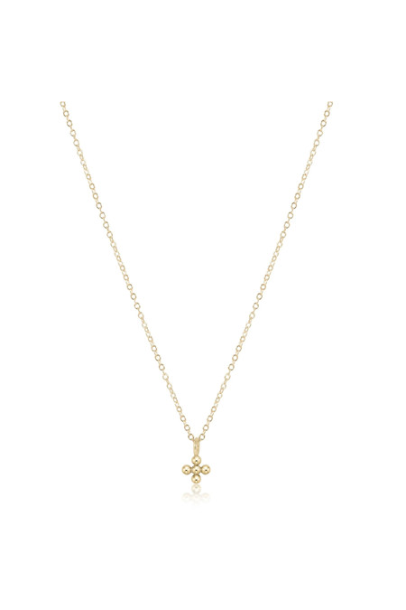 E Newton 16" Necklace Gold Classic Beaded Signature Cross Small Gold Charm N16GCLSCSMG