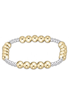 E Newton Classic Blissful Pattern 3mm Bead Bracelet  6mm Mixed Metal BCL3BLFPMXM6