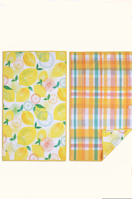 WerkShoppe Lemon Plaid Microfiber Kitchen Dish Towel