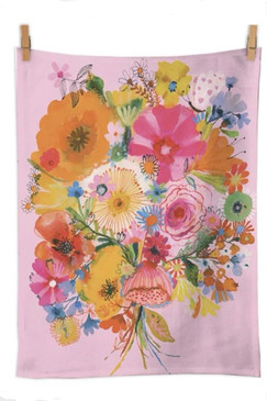 WerkShoppe Floral Blush Cotton Tea Towel