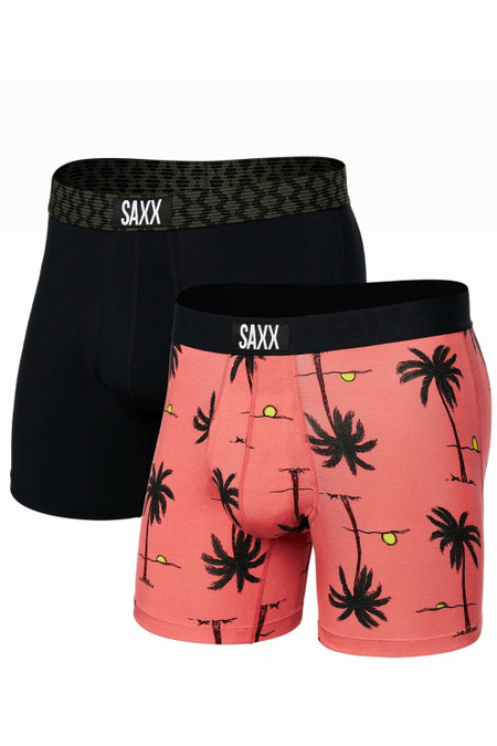 Saxx Ultra Boxer Brief 2 Pack Sunrise Sunset/Check Waistband SNS