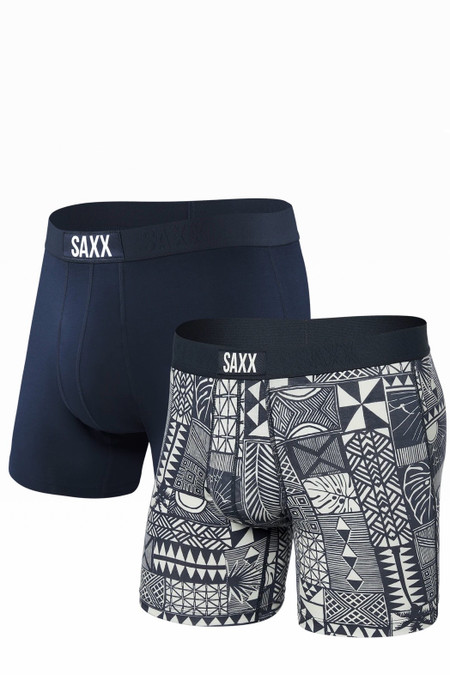 Saxx Vibe Boxer Brief 2 Pack Beachy Woodblocks/Navy BYW