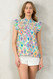 THML Ruffle Sleeve Print Top Multi Color White
