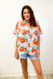 Jennifer Jodifl Flower Print Oversized Top Coral/Blue/Green