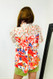 Jodifl Mixed Print Ruffled Neck Coral & Orange