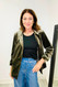 Jennifer Skies Are Blue Velvet Blazer With Bunched Sleeves Olive 