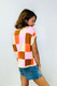 Jennifer Wishlist Mia Checkered Sweater Top Coral/Cinnamon