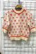 THML Short Sleeve Ribbon Pattern Sweater Pink & Orange