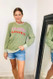 Jennifer Mistletoe Kisses Patch Long Sleeve Tee Olive