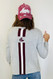 Gig ‘Em Sweater With Maroon Stripes Grey