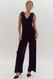 Entro Wide Leg Velvet Jumpsuit with Sequin Bow Black 