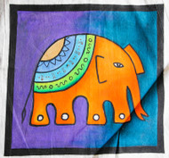 Free Hand Drawn Decorative Elephant Cushion Cover 16"x16"