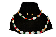 Handmade Seashells Necklace, Earings & Bracelet Full Set - White/Coloured