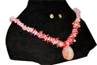 Coral Stoned Necklace, Light Pink with Pendant