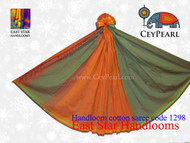 Handloom Cotton Saree - 1298 - Texas Orange, Teal & Orange