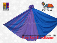 Handloom Cotton Saree - 1288 - Pink, Lilac & Cyan