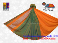 Handloom Cotton Saree - 1278 - Orange, Silver & Teal