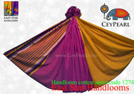 Handloom Cotton Saree - 1274 - Gold, Black, Silver & Hot Pink