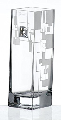 Unique Elegant Hand Blown Glass Vase With Swarovski Crystal And