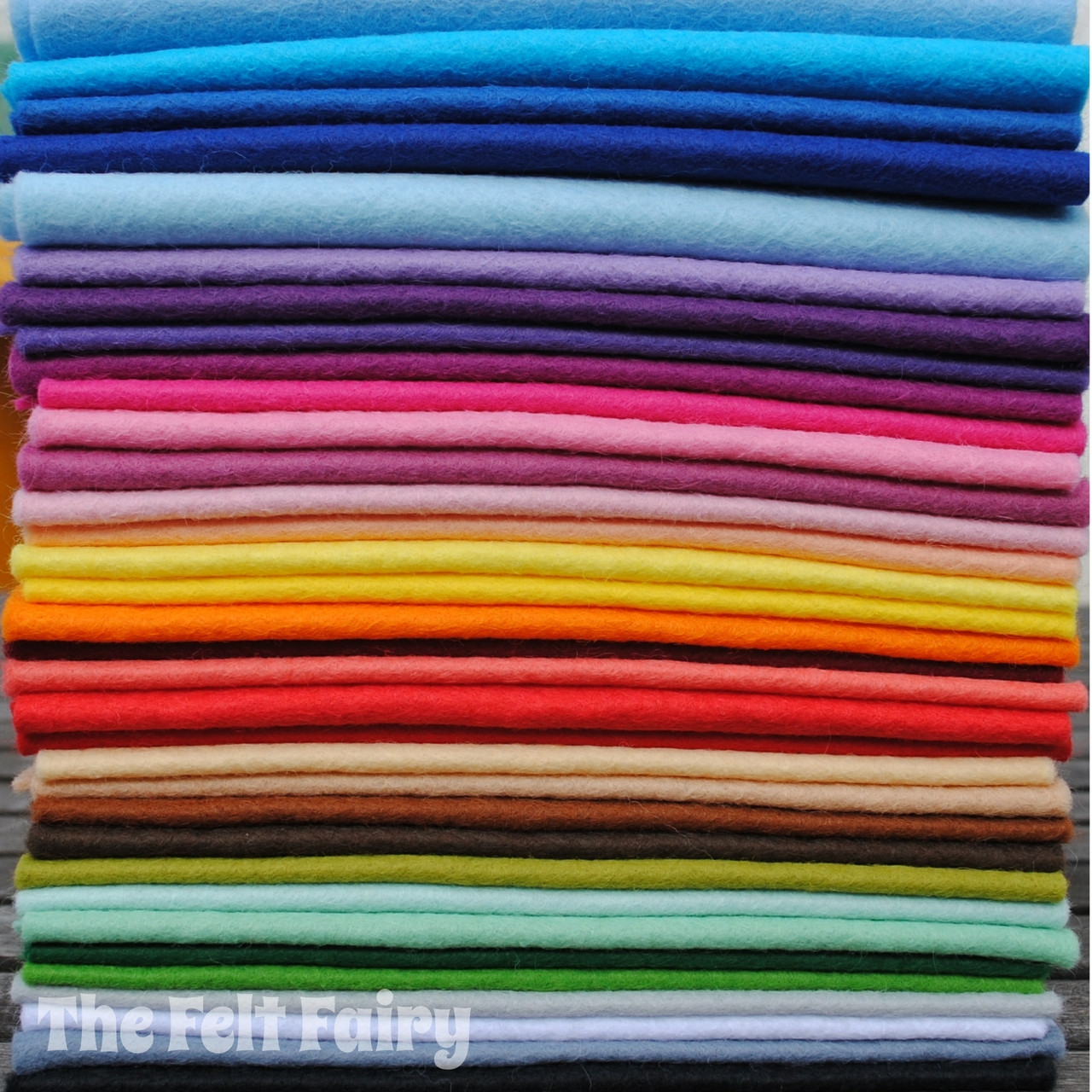 Wool Mix 9 inch Felt Square x 35 Rainbow Stash Booster!